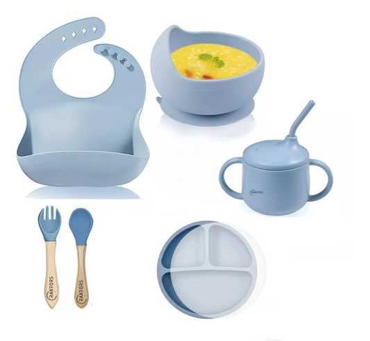 Set Alimentación Bebé Bambú Silicona Seguro Saludable Sinbpa